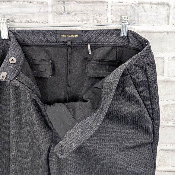 KOBI HALPERIN Women's Ankle Crop Gayle Trouser pants in charcoal houndstooth 16 - Picture 2 of 9